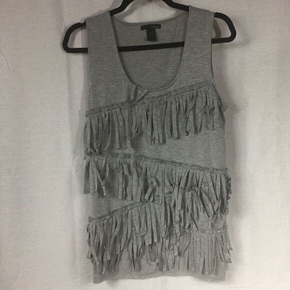 Rain X Large gray fringe ruffle tank top - Picture 1 of 5
